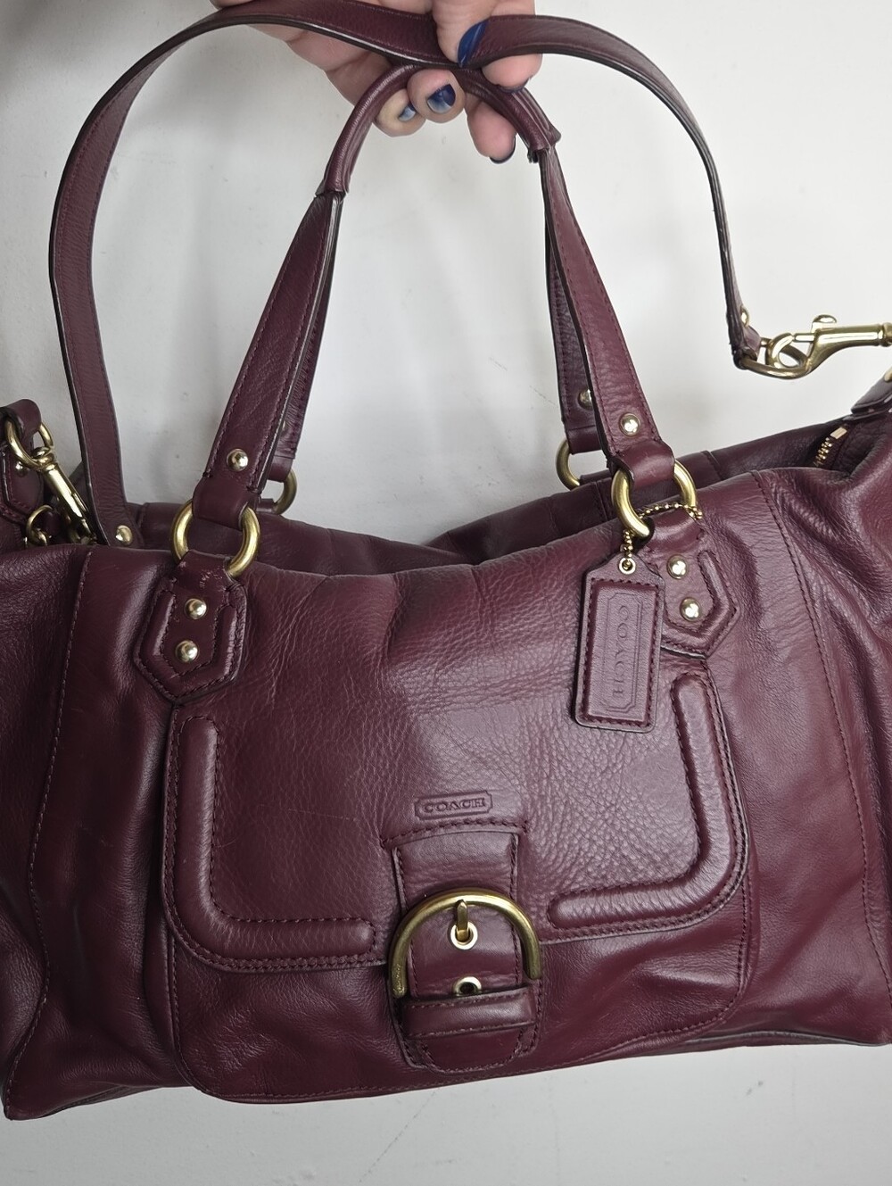 Coach Bag F1373-F25151 Leather Buckle Satchel Shoulder Burgundy F25151 - Picture 10 of 16